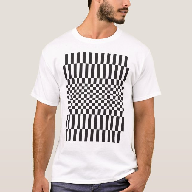 Geometric chessboard Grid Pattern T-Shirt (Front)