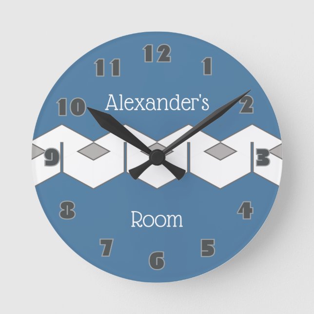 Geometric Chevron Customizable Round Clock (Front)