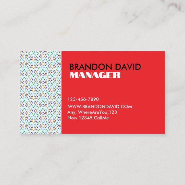 Geometric Chevron Zigzag Mosaic Seamless Pattern Business Card (Back)