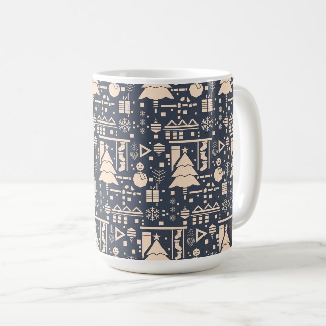 Geometric Christmas Pattern Coffee Mug (Front Right)
