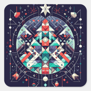 Geometric Christmas Square Sticker
