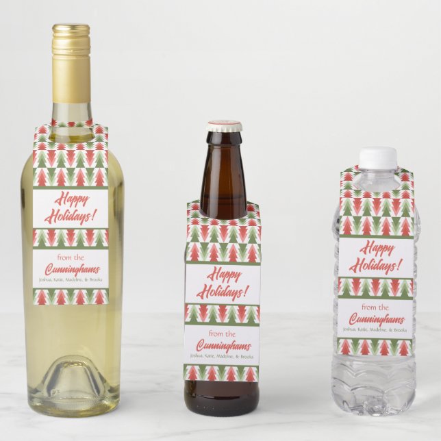 Geometric Christmas Tree Grove Bottle Tag (In Situ)