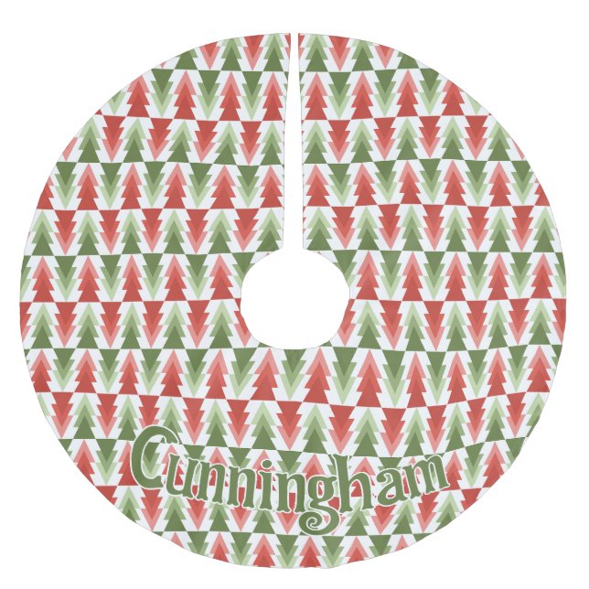Geometric Christmas Tree Grove Brushed Polyester Tree Skirt (Front)