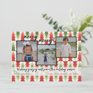 Geometric Christmas Tree Grove Flat Holiday Card