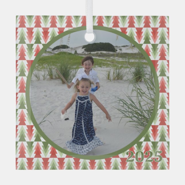 Geometric Christmas Tree Grove Glass Tree Decoration (Front)