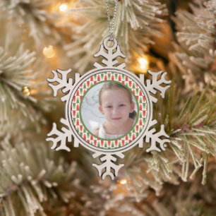 Geometric Christmas Tree Grove Snowflake Pewter Christmas Ornament