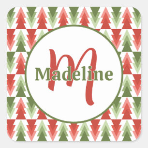 Geometric Christmas Tree Grove Square Sticker