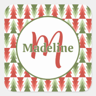 Geometric Christmas Tree Grove Square Sticker
