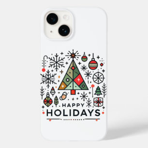 Geometric Christmas Tree Happy Holidays Festive Case-Mate iPhone 14 Case