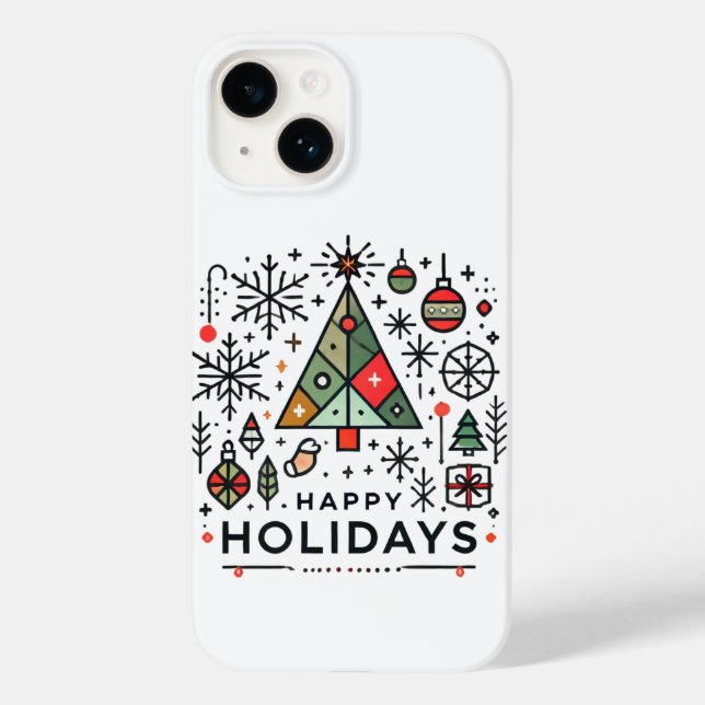 Geometric Christmas Tree Happy Holidays Festive Case-Mate iPhone Case (Back)