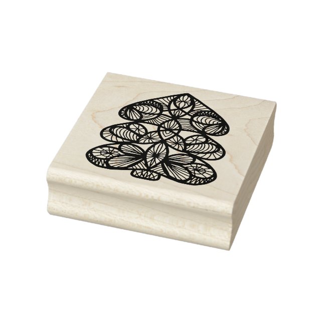 Geometric christmas tree illustration pattern art rubber stamp (Stamp)