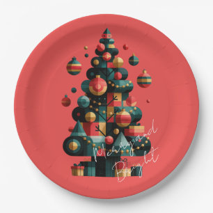Geometric Christmas Tree Paper Plate