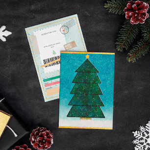 Geometric Christmas Tree Ticket Family Gift Coupon
