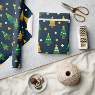 Geometric Christmas Trees Wrapping Paper