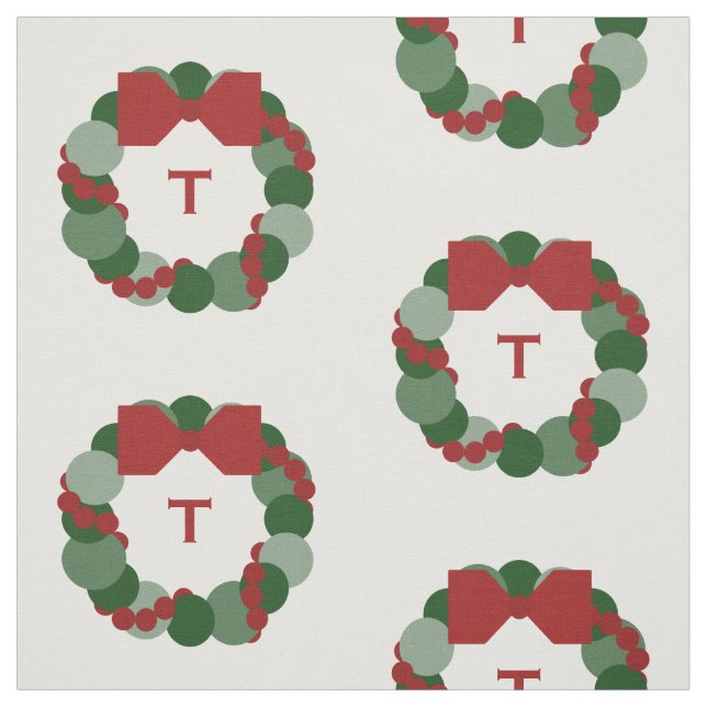 Geometric Christmas Wreath with Monogram Fabric (Swatch)