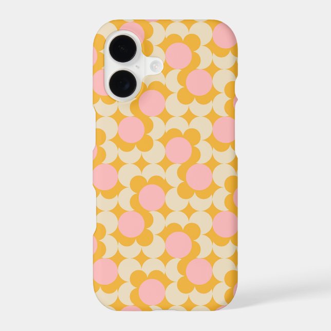 Geometric Circle Mid Century Flower Pattern iPhone Case (Back)