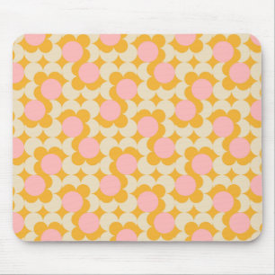 Geometric Circle Mid Century Flower Pattern Mouse Pad
