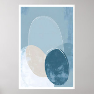 Geometric Circle Poster Blue Beige Overlapping
