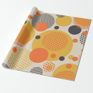 Geometric circle seamless pattern in retro 60s sty wrapping paper