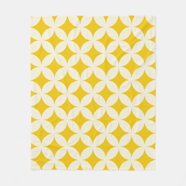 Geometric circle shapes seamless pattern ecru whit fleece blanket (Front)