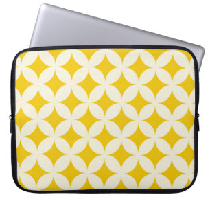 Geometric circle shapes seamless pattern ecru whit laptop sleeve