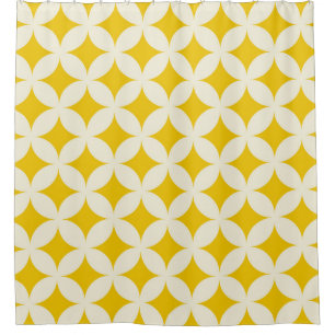 Geometric circle shapes seamless pattern ecru whit shower curtain