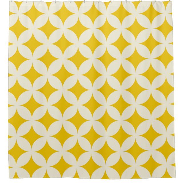 Geometric circle shapes seamless pattern ecru whit shower curtain (Front)