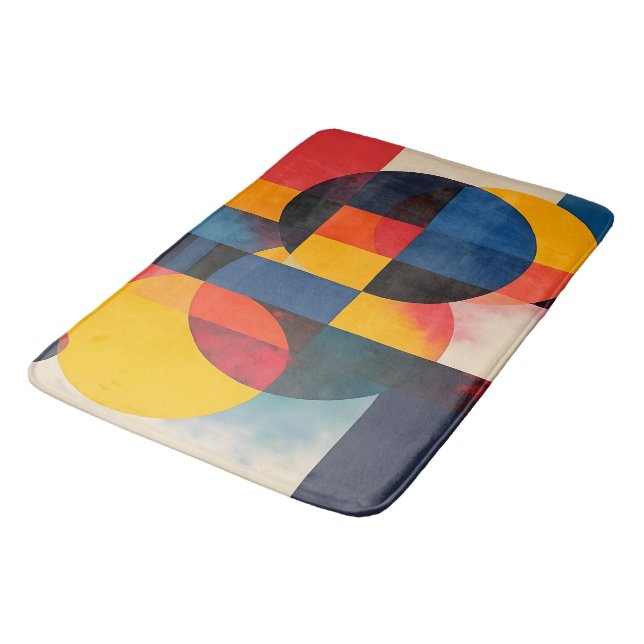 Geometric Circles and Colour Blocks Bath Mat (Angled)