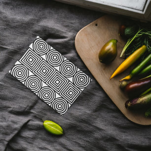 Geometric Circles and Squares Tea Towel