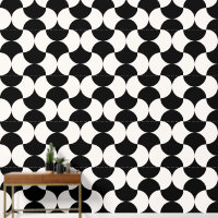 Geometric Circles Black White Pattern