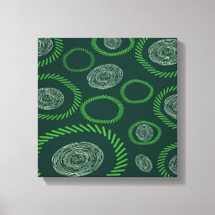 Geometric Circles Lines Green Ivory Canvas Print