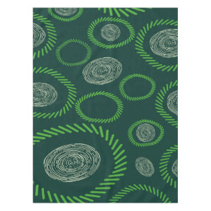 Geometric Circles Lines Green Ivory Tablecloth