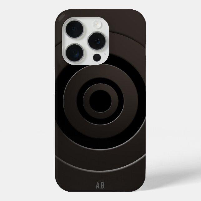 Geometric Circles Modern Black with any Initials Case-Mate iPhone Case (Back)