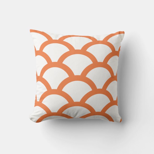 Geometric Circles Pillow in Celosia Orange (Front)