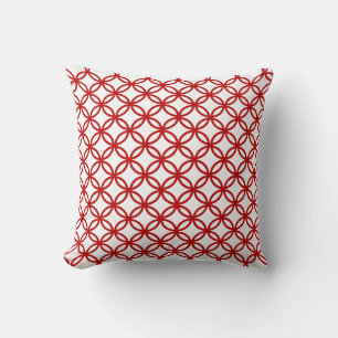 Geometric Circles Red Patterns Grid Background Cushion