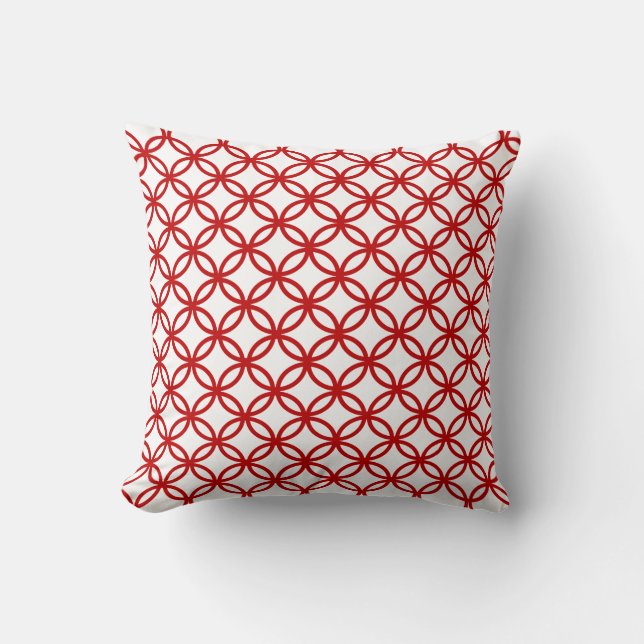 Geometric Circles Red Patterns Grid Background Cushion (Front)