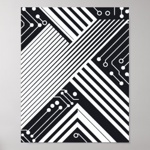 Geometric Circuit Board Abstract Design Poster