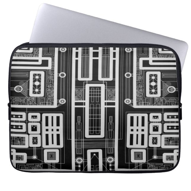 Geometric Circuit Board Laptop Sleeve (Front)