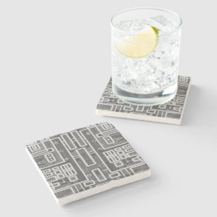 Geometric Circuit Board Stone Coaster