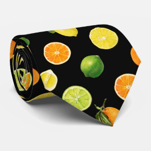 Geometric Citrus Fruit Refreshing Pattern Tie
