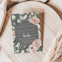 Geometric Classic Pink Rose Floral Grey Boda