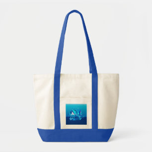 Geometric Clipper Ship, Cobalt Blue Tote Bag