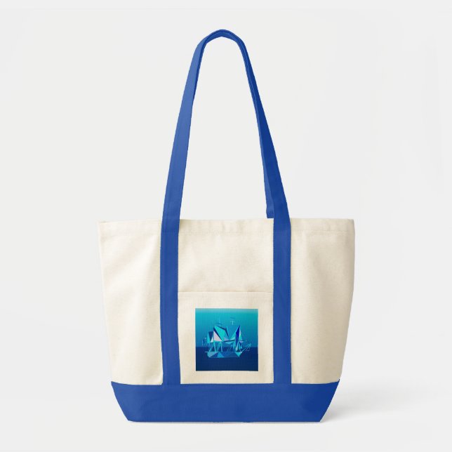 Geometric Clipper Ship, Cobalt Blue Tote Bag (Front)