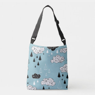 Geometric clouds and rain, seamless pattern. crossbody bag