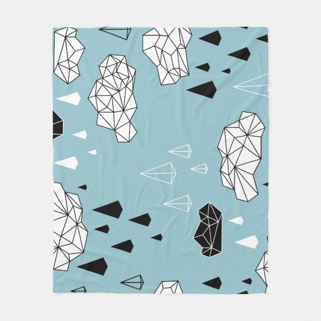 Geometric clouds and rain, seamless pattern. fleece blanket (Front)
