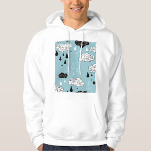 Geometric clouds and rain, seamless pattern. hoodie