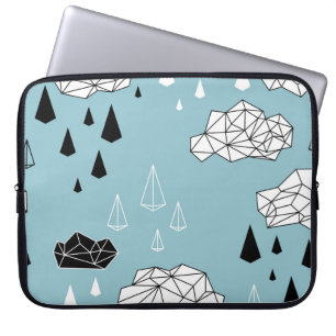 Geometric clouds and rain, seamless pattern. laptop sleeve