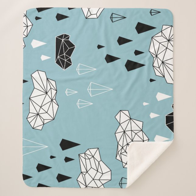 Geometric clouds and rain, seamless pattern. sherpa blanket (Front)