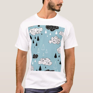 Geometric clouds and rain, seamless pattern. T-Shirt