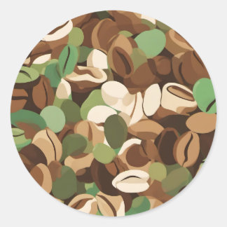 Geometric Coffee Addict Design - Abstract Bean Pat Classic Round Sticker